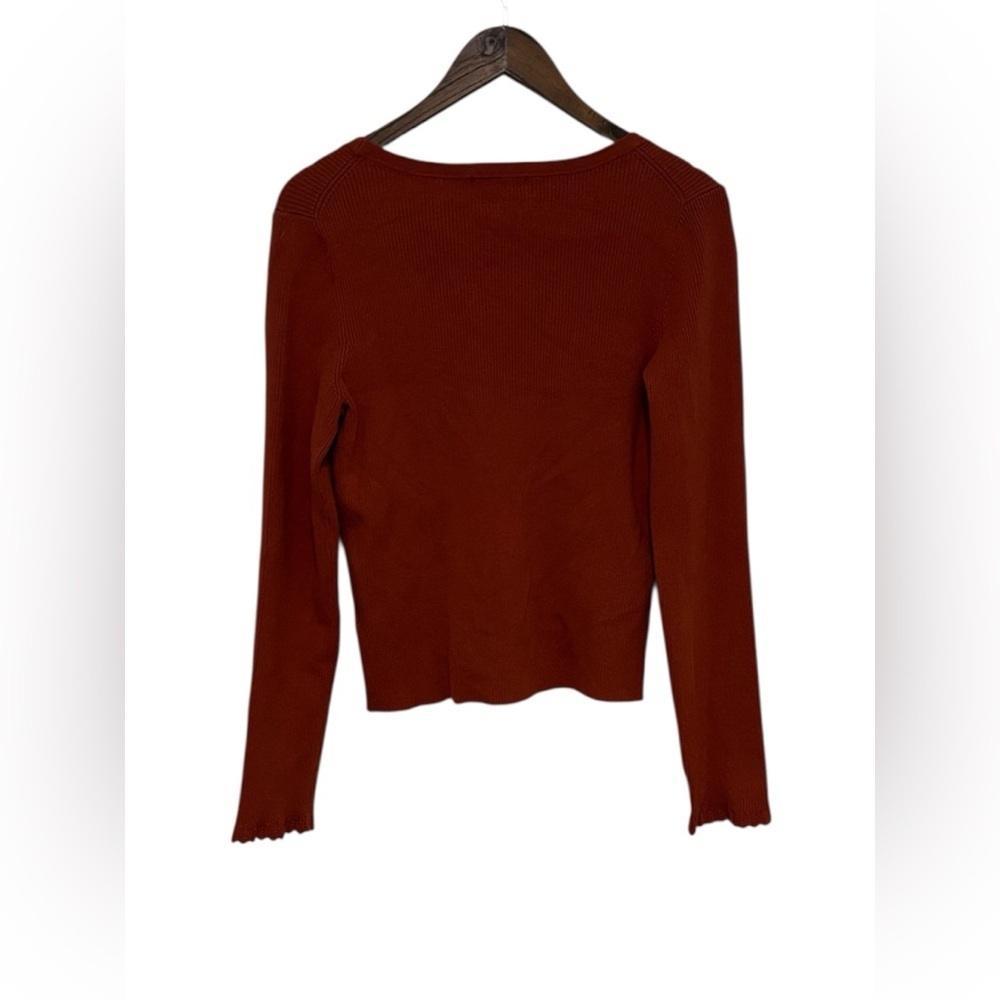 Boden Women’s Rib Knit Top with Scalloped Sleeves Rust Orange Size 12 Minimalist - Picture 8 of 8